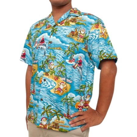 Santa Claus Surfing Funny Hawaiian Shirt