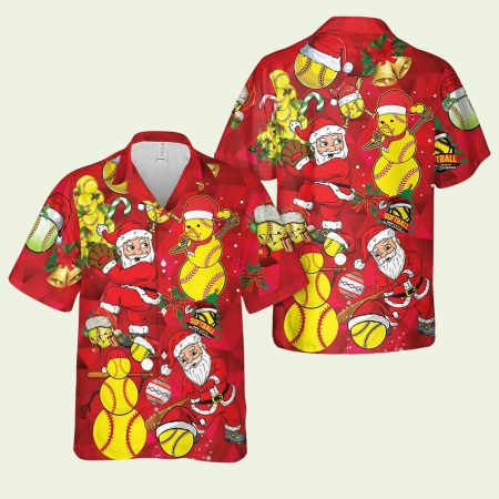Santa Softball Christmas Hawaiian Shirt