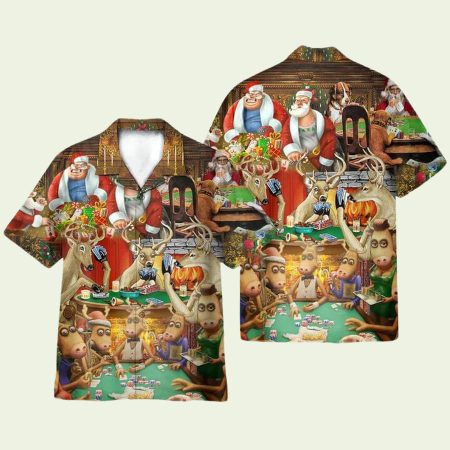 Santa Summer Vacation Funny Hawaiian Shirt