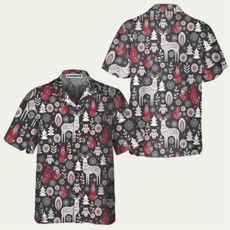 Scandinavian Woodland Animals Hawaiian Shirt