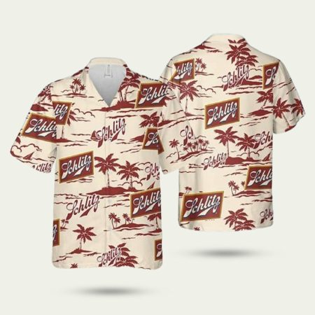 Schlitz beer beach pattern hawaiian shirt