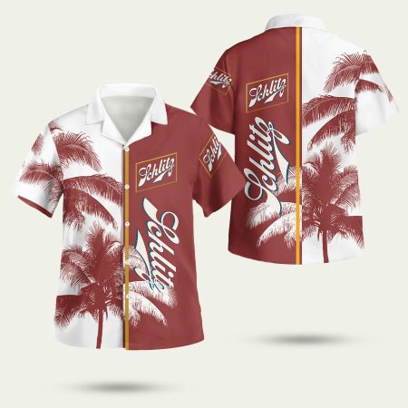 Schlitz Beer Palm Tree Hawaiian Shirt