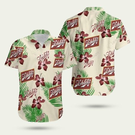 Schlitz hibiscus flower tropical beach hawaiian shirt