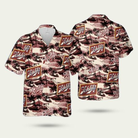 Schlitz sea island pattern hawaiian shirt