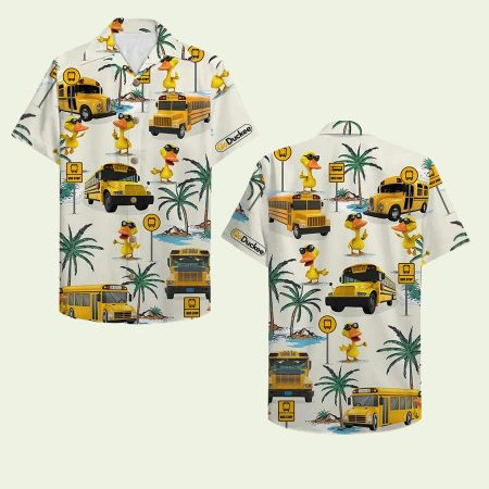 School Bus Drive Duck Hawaiian Shirt