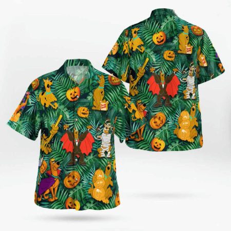 Scooby doo friends halloween pattern hawaiian shirt
