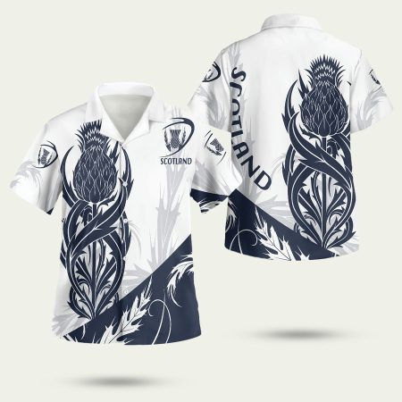 Scottish Rugby Thistle Vibes White Hawaiian Shirt