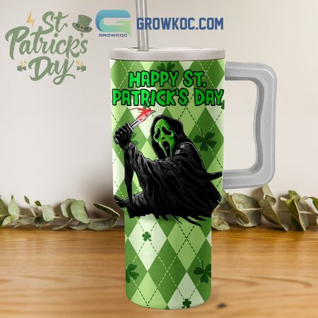 Scream Ghostface St. Patrick’s Day Fan 30oz or 40oz Stainless Tumbler With Handle NVA