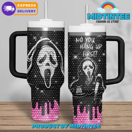 Ghostface Scream and Horror Movies  Transparent Lid Rhinestone Diamond 40oz Tumbler With Handle HG