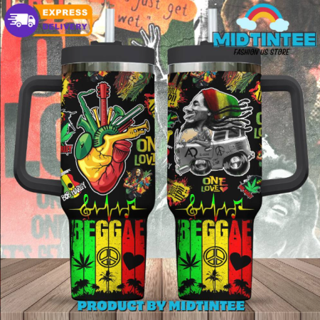 Bob Marley Reggae One Love 30oz or 40oz Stainless Steel Tumbler With Handle QDH