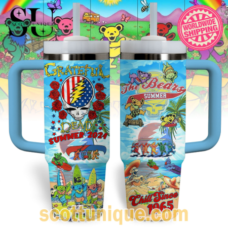 Summer Aloha Grateful Dead 30oz or 40oz Stainless Steel Tumbler With Handle QDH