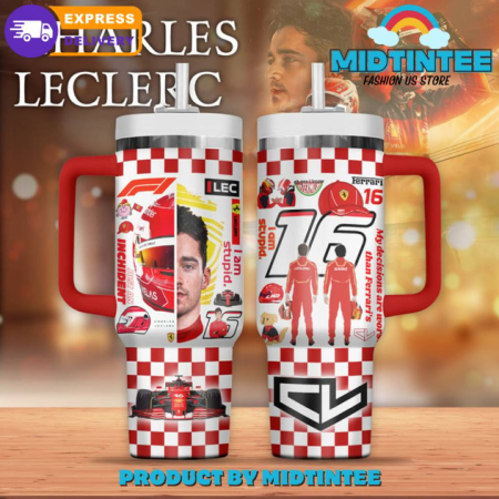 Charles Leclerc F1 Ferrari 30oz or 40oz Stainless Steel Tumbler With Handle QDH