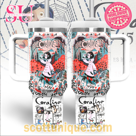 Coraline Artwork Wallpaper 30oz or 40oz Stainless Steel Tumbler With Handle QDH