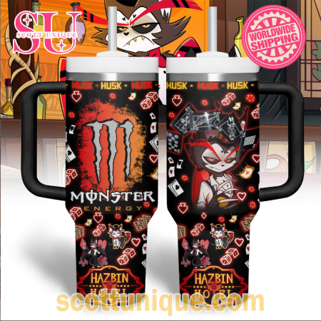 Monster x Hazbin Hotel Husk 30oz or 40oz Stainless Steel Tumbler With Handle QDH