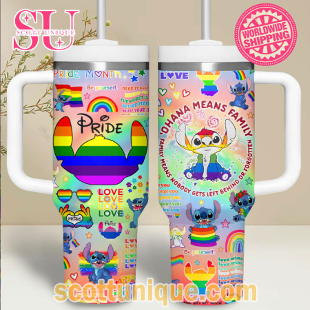 Stitch Ohana Means Family Pride Day 30oz or 40oz Stainless Steel Tumbler With Handle QDH