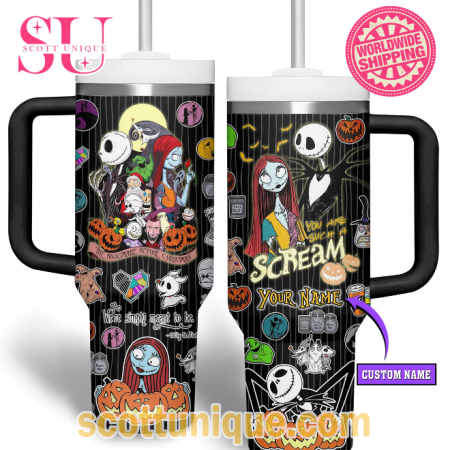 Jack & Sally Nightmare Before Christmas Halloweens 30oz or 40oz Stainless Steel Tumbler With Handle QDH
