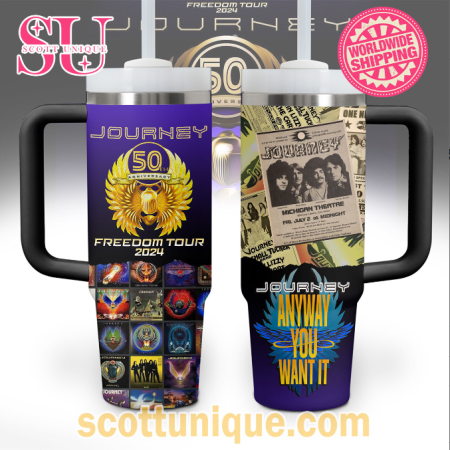 Journey 50th Anniversary Tour 2024 30oz or 40oz Stainless Steel Tumbler With Handle QDH