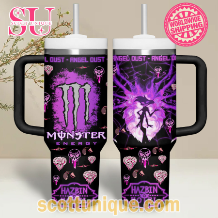 Monster x Hazbin Hotel Angel Dust 30oz or 40oz Stainless Steel Tumbler With Handle QDH