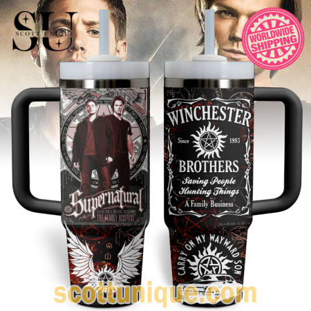 Supernatural Winchester Brothers Unique 30oz or 40oz Stainless Steel Tumbler With Handle QDH