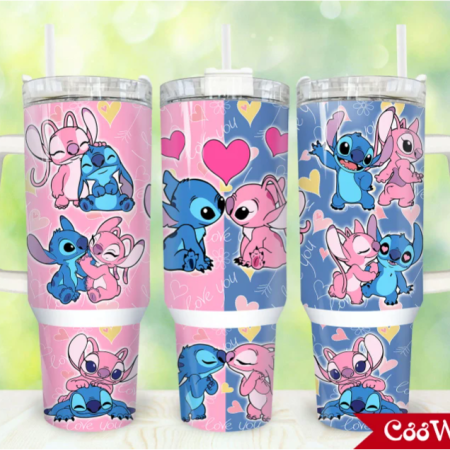 DIGITAL FILES Cartoon Characters Cartoon Couple 30oz or 40oz Stainless Steel Tumbler With Handle QDH