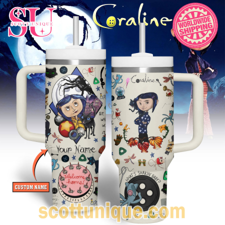 Coraline Movie Horror Halloween Premium 30oz or 40oz Stainless Steel Tumbler With Handle QDH