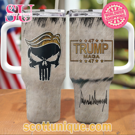 Trump Maga 47 Skull Signature 30oz or 40oz Stainless Steel Tumbler With Handle QDH