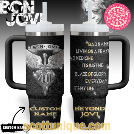 Bon Jovi Gothic Unique Premium 30oz or 40oz Stainless Steel Tumbler With Handle QDH