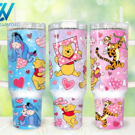 Cartoon Valentines Happy Valentines Day Couple Love 30oz or 40oz Stainless Steel Tumbler With Handle QDH