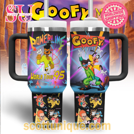 A Goofy Movie Powerline World Tour 95 30oz or 40oz Stainless Steel Tumbler With Handle QDH
