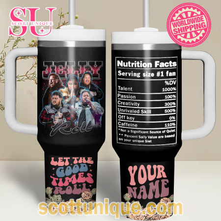 Jelly Roll Let The Good Times Roll Black 30oz or 40oz Stainless Steel Tumbler With Handle QDH