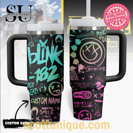 Blink-182 Gradient Purple Premium 30oz or 40oz Stainless Steel Tumbler With Handle QDH