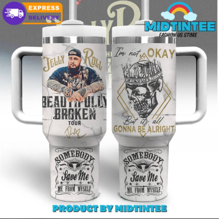 Jelly Roll Somebody Save Me 30oz or 40oz Stainless Steel Tumbler With Handle QDH