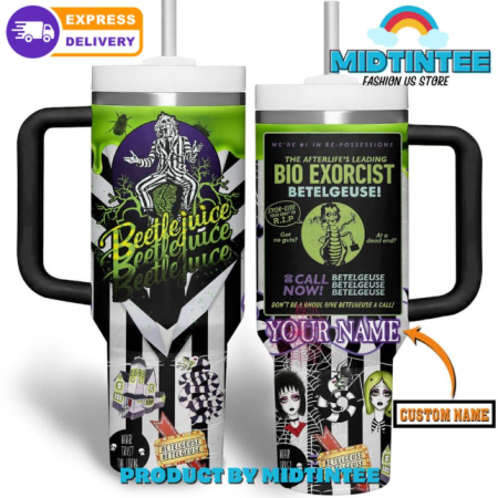 Beetlejuice Beetlejuice 2024 Personalized 30oz or 40oz Stainless Steel Tumbler With Handle QDH