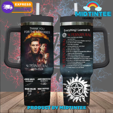 Supernatural Thank You For The Memories 30oz or 40oz Stainless Steel Tumbler With Handle QDH