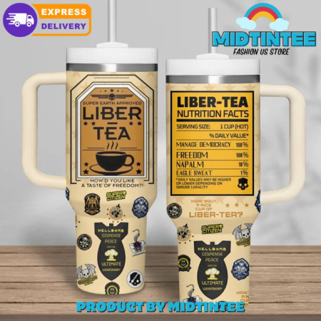 Helldivers Super Earth Approved Liber Tea 30oz or 40oz Stainless Steel Tumbler With Handle QDH