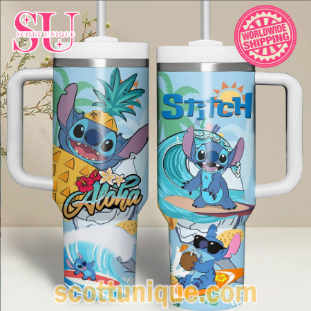 Summer Stitch Beach Wavy Hawaii Oceans 30oz or 40oz Stainless Steel Tumbler With Handle QDH