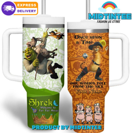 Shrek Once Upon A Time Custom Name 30oz or 40oz Stainless Steel Tumbler With Handle QDH