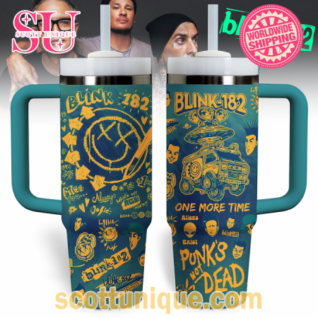 Blink-182 Punk’s Not Dead Navy 30oz or 40oz Stainless Steel Tumbler With Handle QDH