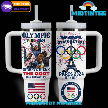 Olympic Paris 2024 Simone Biles The Goat USA Gymnatics 30oz or 40oz Stainless Steel Tumbler With Handle QDH