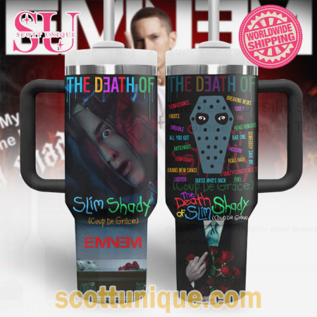 The Death Of Slim Shady (Coup de Grace) 30oz or 40oz Stainless Steel Tumbler With Handle QDH