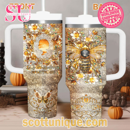 Bridgerton Lady Whistledown Twinkle Luxury 30oz or 40oz Stainless Steel Tumbler With Handle QDH