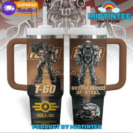 Fallout Vault-Tec Brotherhood Of Steel 30oz or 40oz Stainless Steel Tumbler With Handle QDH
