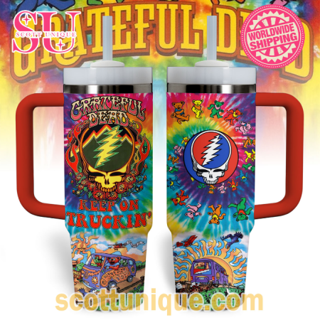 Grateful Dead Hippie Tie Dye Art 30oz or 40oz Stainless Steel Tumbler With Handle QDH