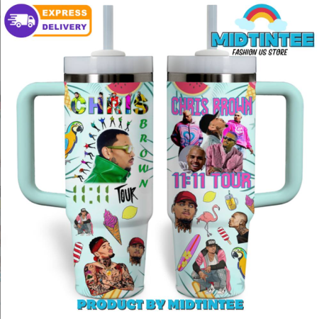 Chris Brown 11:11 Tour 30oz or 40oz Stainless Steel Tumbler With Handle QDH