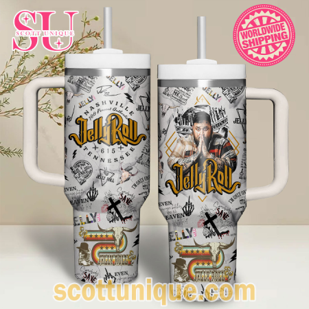 Jelly Roll Nashville White Limited Edition 30oz or 40oz Stainless Steel Tumbler With Handle QDH