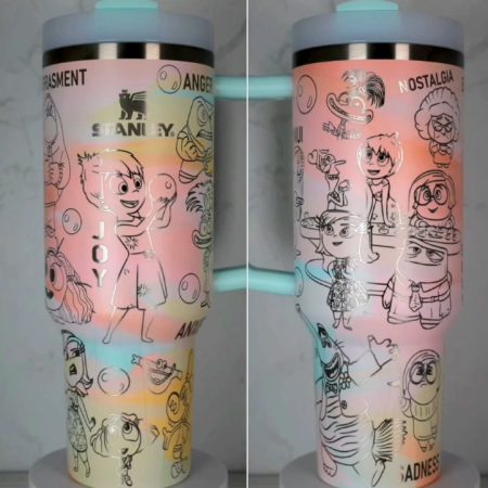 Joy, Sadness, Fear, Anger, and Disgust Inside Out 2 Emotion Cartoon Custom Stanley Quencher HG 40oz or 30oz Engraved  Stainless Steel Tumbler With Handle
