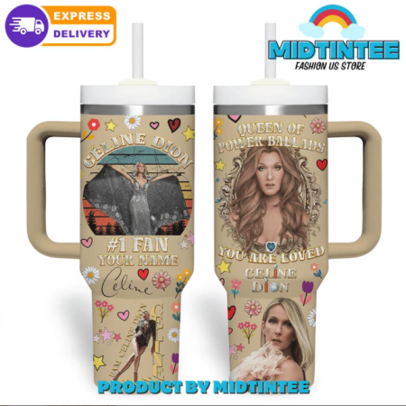 Celine Dion Queen Of Power Ballads 30oz or 40oz Stainless Steel Tumbler With Handle QDH