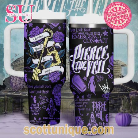 Pierce The Veil Darling You’ll Be Okay Purple 30oz or 40oz Stainless Steel Tumbler With Handle QDH