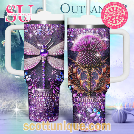 Outlander Sassenach Purple Sparkling Diamond 30oz or 40oz Stainless Steel Tumbler With Handle QDH