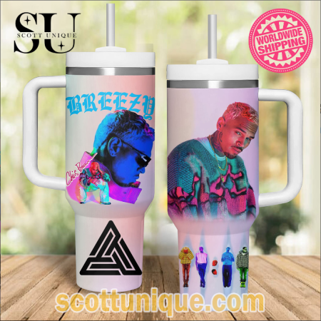 Chris Brown Breezy Gradient Premium 30oz or 40oz Stainless Steel Tumbler With Handle QDH